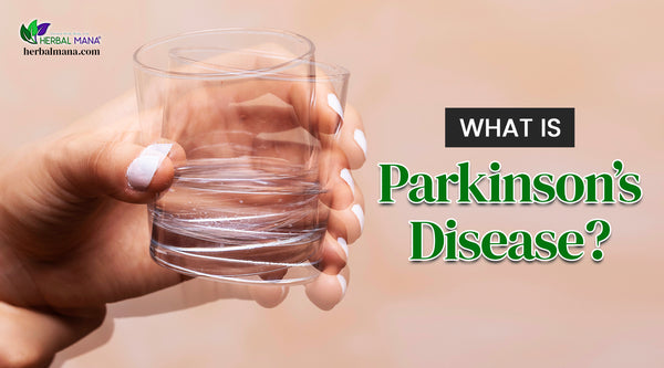 What is Parkinsons Disease person with shaking hand holding a glass of water close up