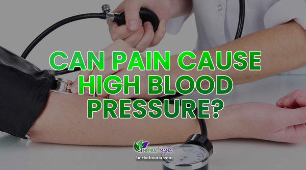 can pain cause high blood pressure close up of doctor taking some ones blood pressure with text overlay