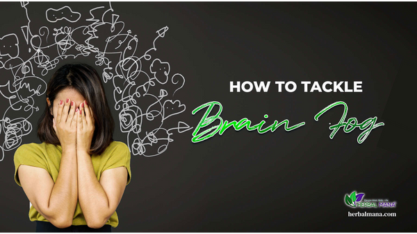  how to tackle brain fog person covering her face with hands in front of chalkboard with brain fog around her