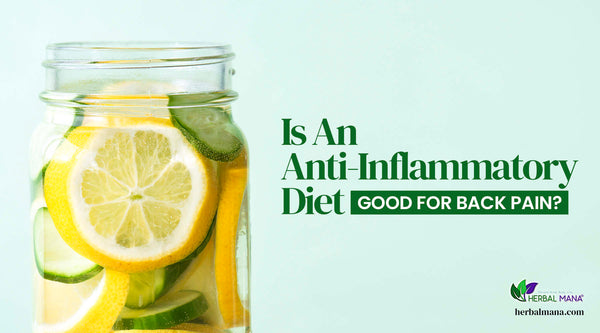 is an anti inflammatory diet good for back pain jar of cucumber lemon water close up with green text overlay
