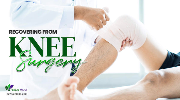 recovering from knee surgery person having their knee bandaged after surgery by doctor close up