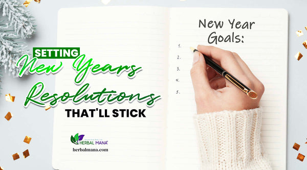 setting new year's resolutions that'll stick person making a list of their goals close up