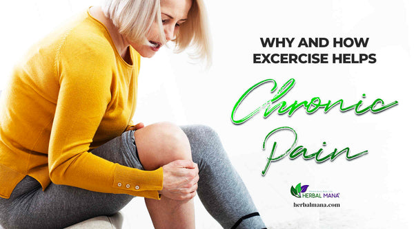 why and how exercise helps chronic pain woman looking at her knee close up on white background