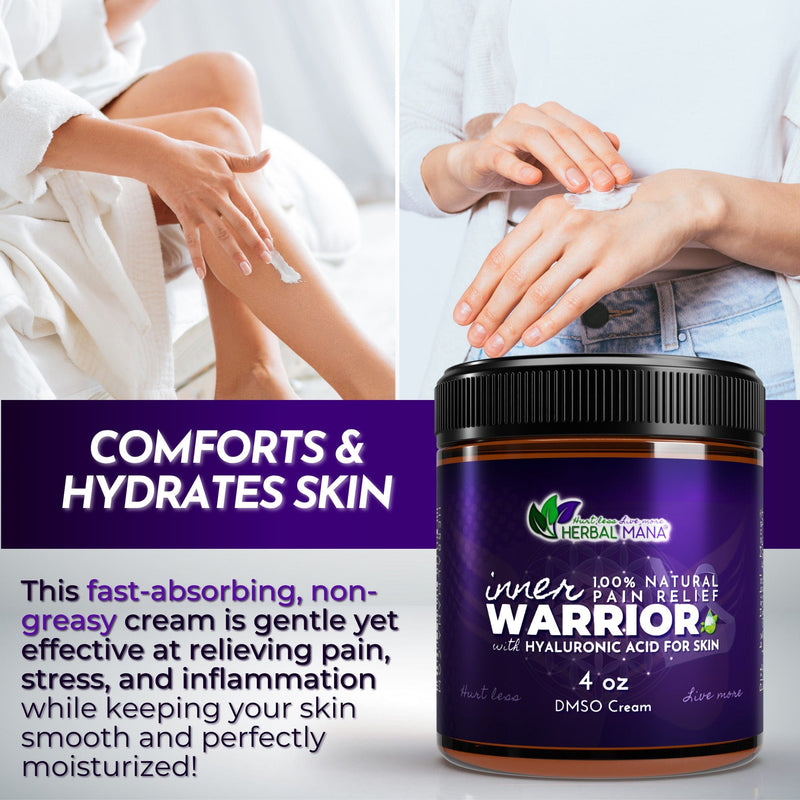 DMSO Cream for Nerve Pain Relief & Sleep | Inner Warrior DMSO Cream for Nerve Pain Relief & Sleep | Inner Warrior 4 oz Herbal Mana