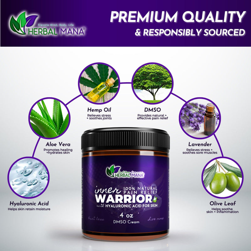 DMSO Cream for Nerve Pain Relief & Sleep | Inner Warrior DMSO Cream for Nerve Pain Relief & Sleep | Inner Warrior 4 oz Herbal Mana