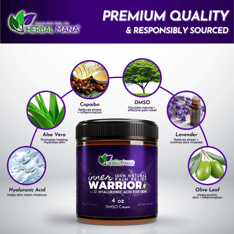 DMSO Cream for Nerve Pain Relief & Sleep | Inner Warrior DMSO Cream for Nerve Pain Relief & Sleep | Inner Warrior 4 oz Herbal Mana