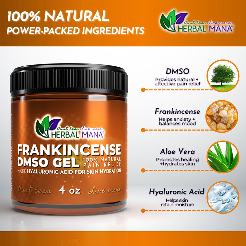Frankincense DMSO Gel with Hyaluronic Acid Frankincense DMSO Gel with Hyaluronic Acid 4 oz Herbal Mana