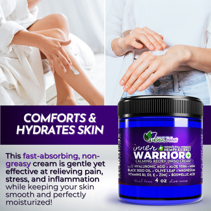 Inner Warrior+ Calming Relief DMSO Cream (5000mg) 4 oz Herbal Mana